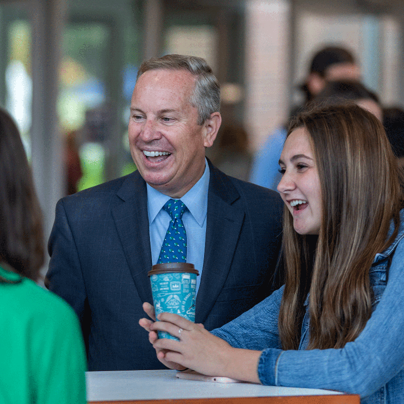 Endicott President, Steven R. DiSalvo, Ph.D., with students