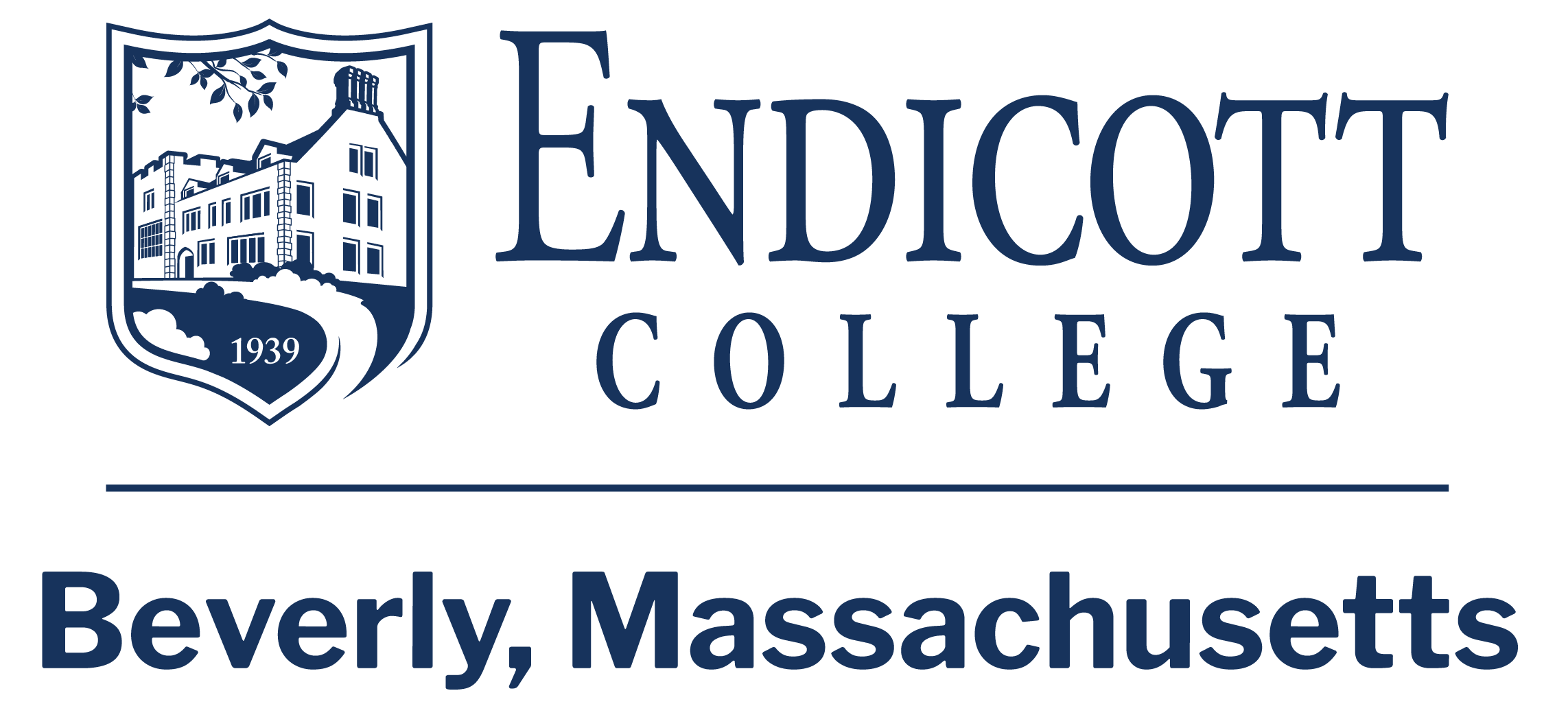Endicott College logo with Beverly, Massachusetts