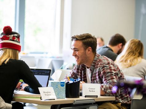 Students in the academic resource center