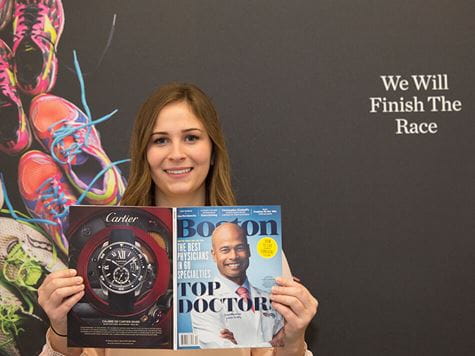 student working at magazine internship