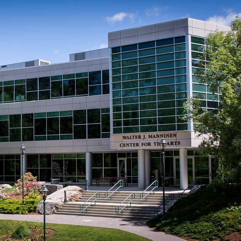 a front view of the center of the arts building