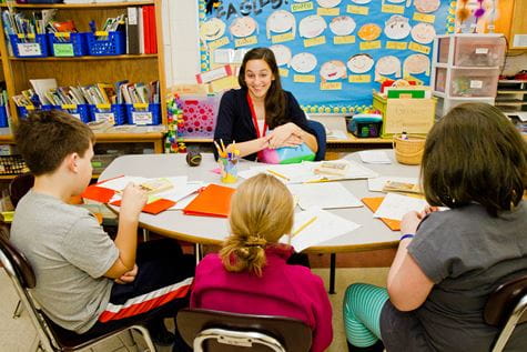 Endicott Education student teacher with students