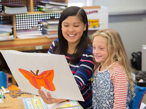 Endicott College student teacher in the classroom