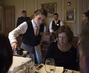 Endicott students serving LaChanterelle dinner to alumni at Misselwood