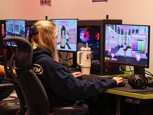 student in esports lab