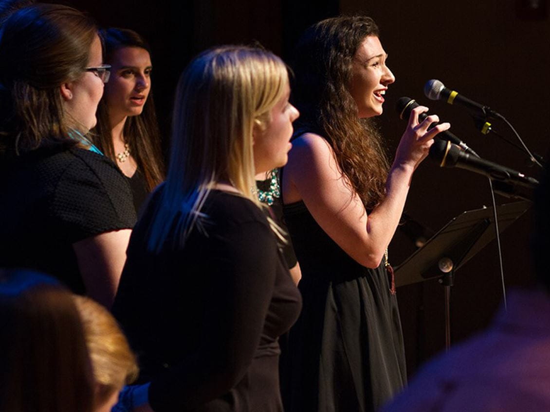 Recent Endicott College Alumnae Megan Comstock and Alyssa Chamberlain performing at last year's Friends and Families Concert.