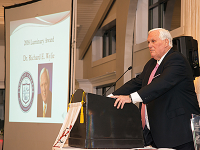 Dr. Wylie receiving Luminary Award at the Greater Beverly Chamber of Commerce