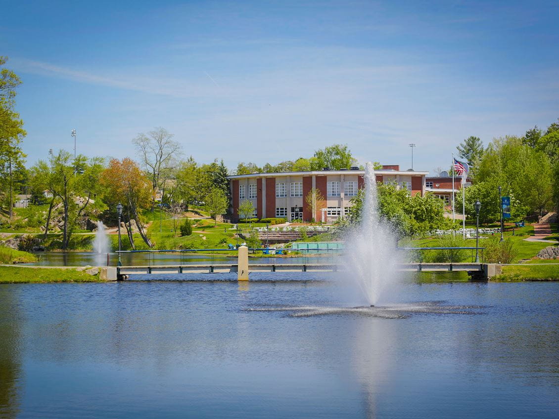 Academic Center at Endicott College on a spring day. 