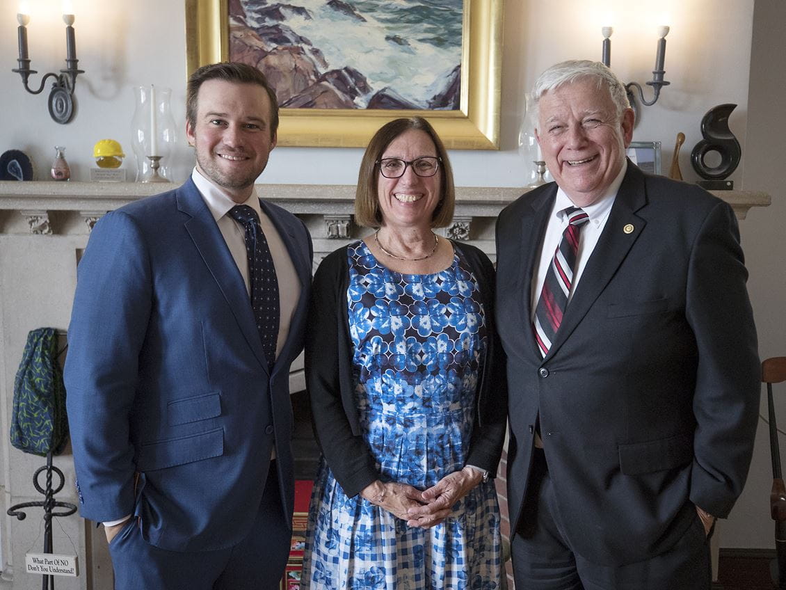 People's United Bank's Jack Good and Brian Mason and Endicott's Kathleen Barnes.