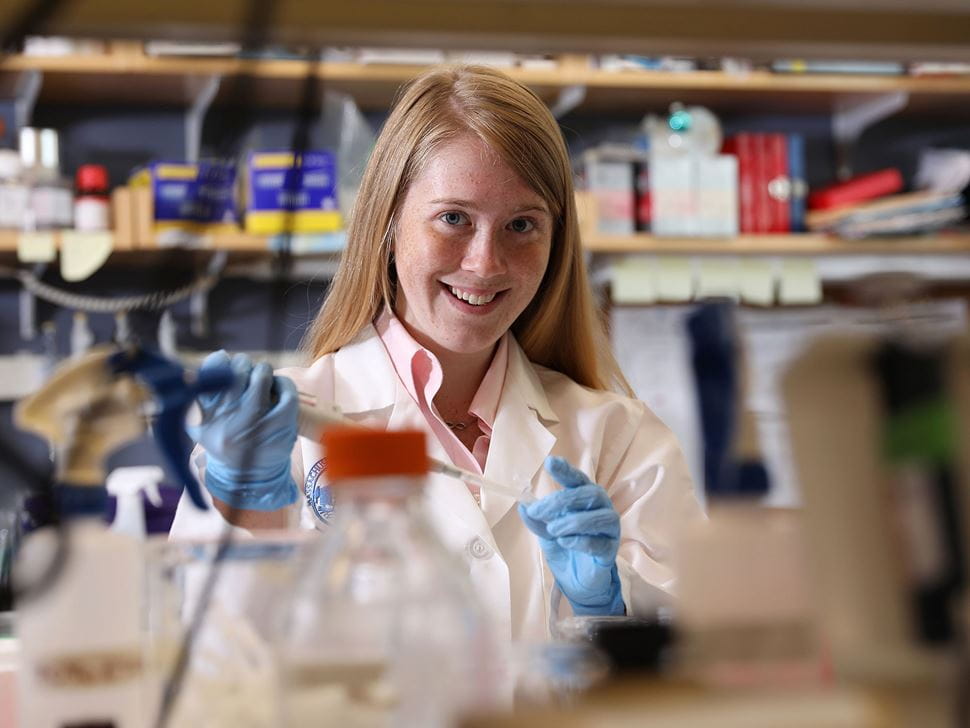 Abby Keim conducting research in a lab setting