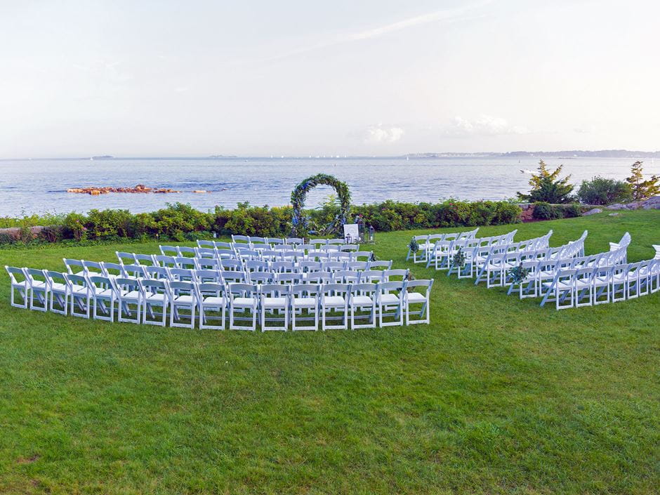 Wedding ceremony set up at the Misselwood back yard