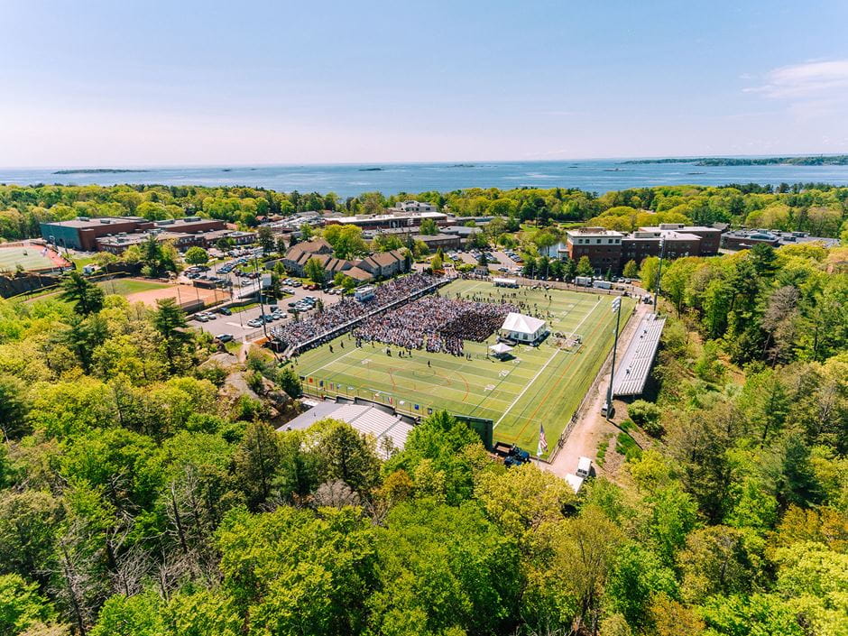 Aerial shot of the 2019 Undergraduate College Commencement