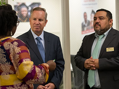 Dr. DiSalvo visiting with Endicott College Boston leaders on site