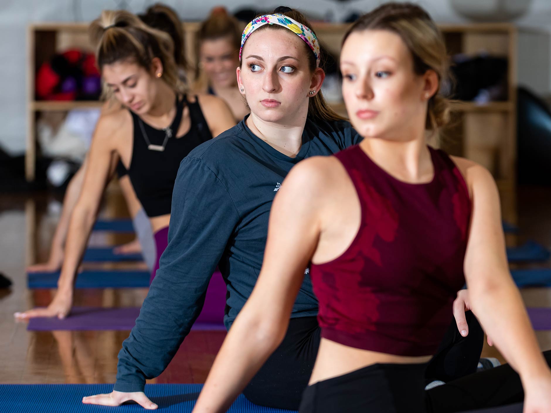 female students stretching EC mental health