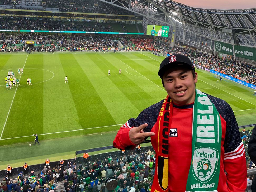Kainu’u Gavin attending the Ireland v. Belgium match