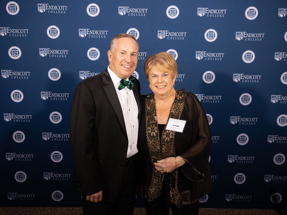 Endicott Trustee Ayune Michel and President Steven R. DiSalvo, Ph.D.
