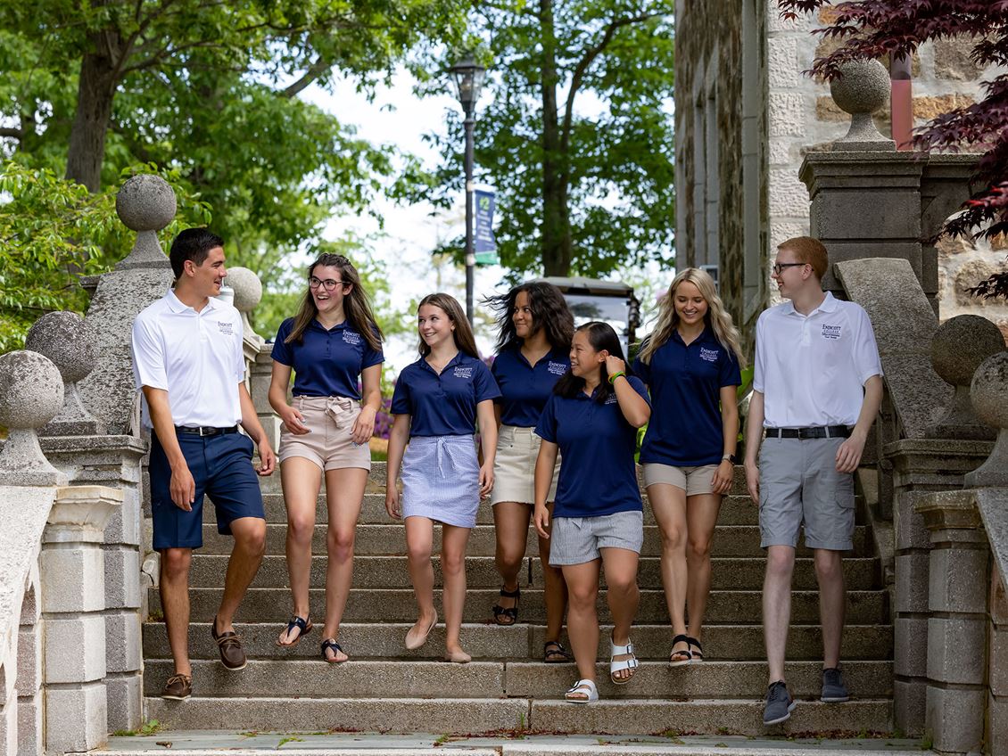Tour guides on Endicott College campus