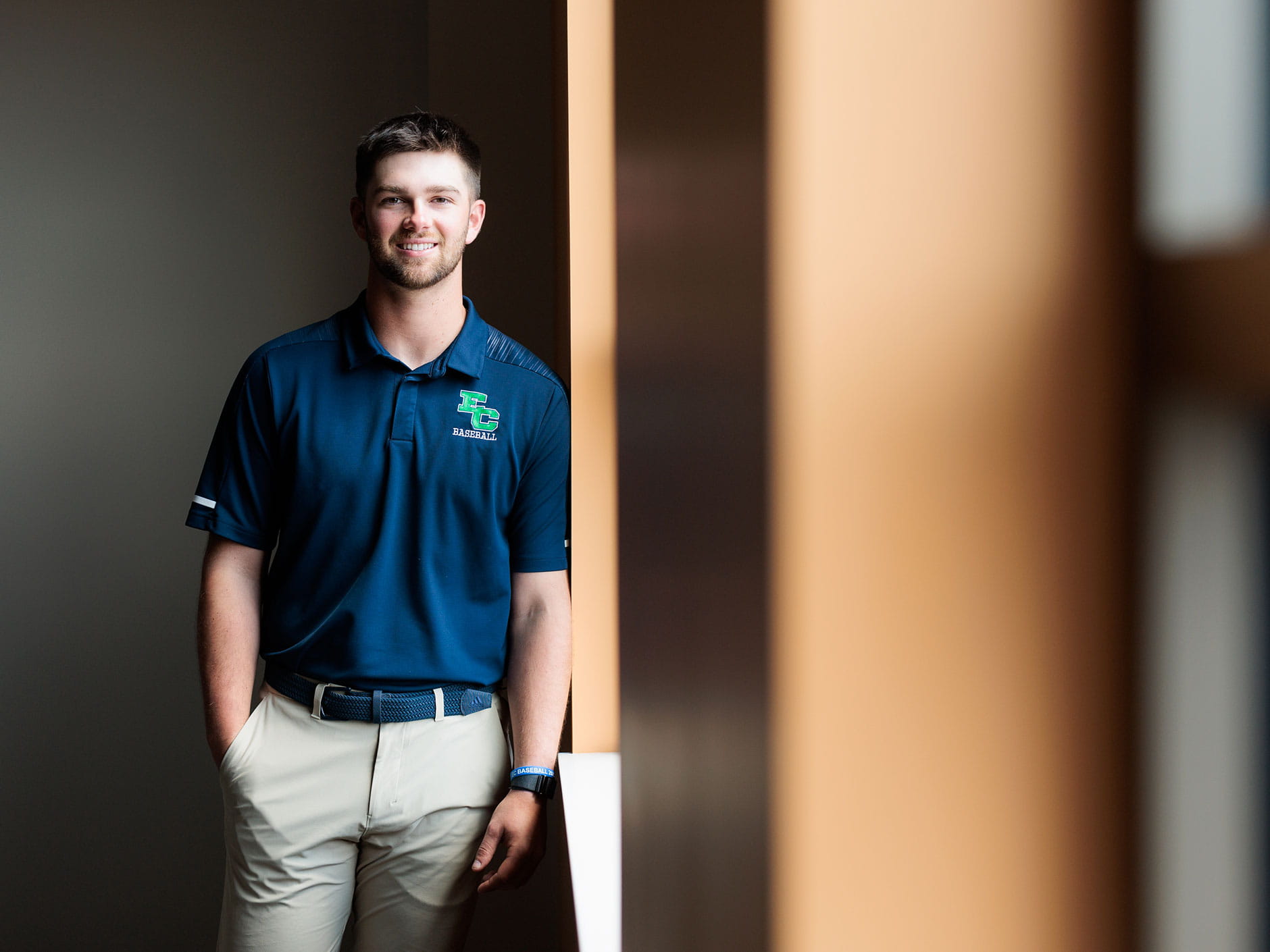 Rian Schwede’23, a right-handed pitcher who graduates this May with a B.S. in criminal justice