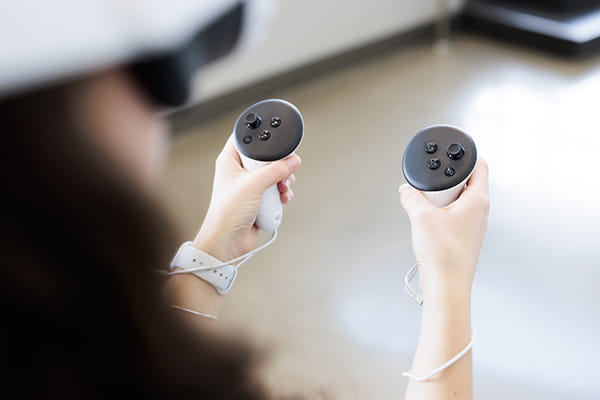 Student using a VR headset