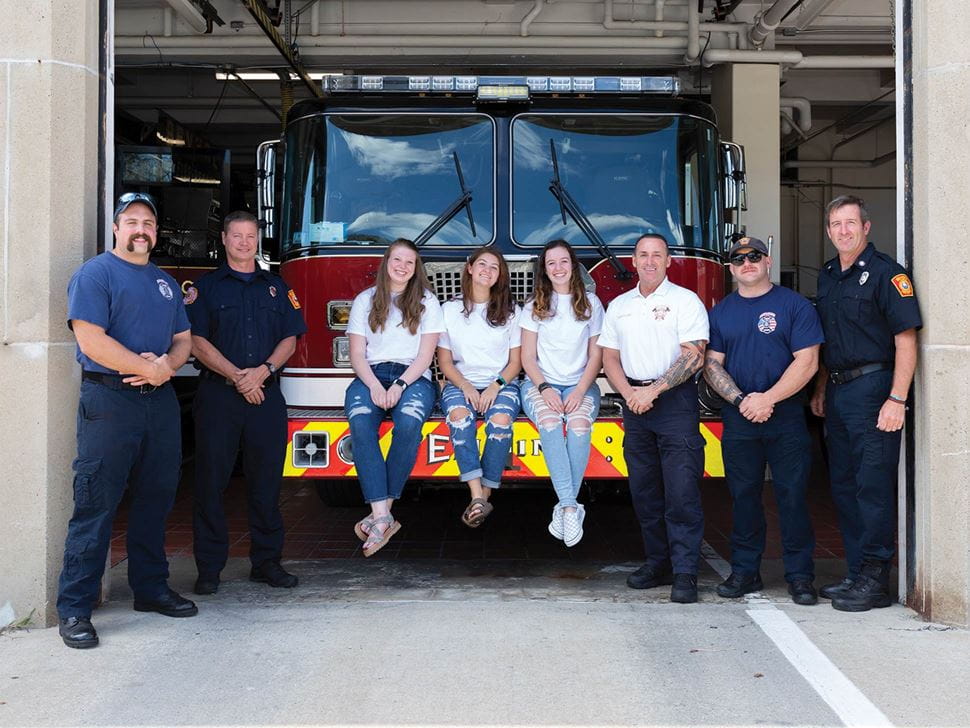 firefighters and truck