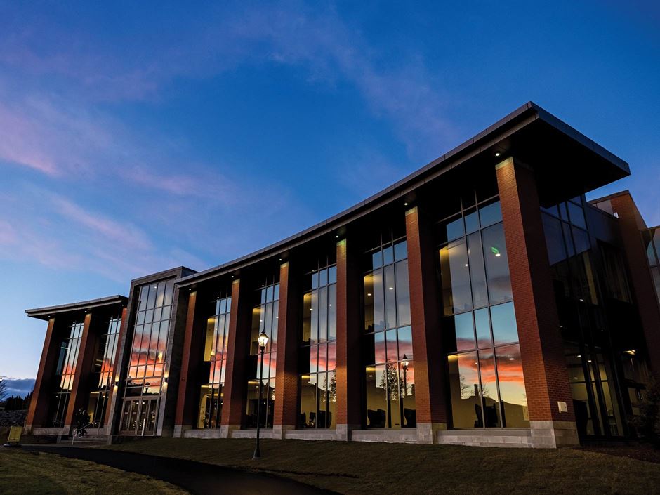 sunset on building at EC