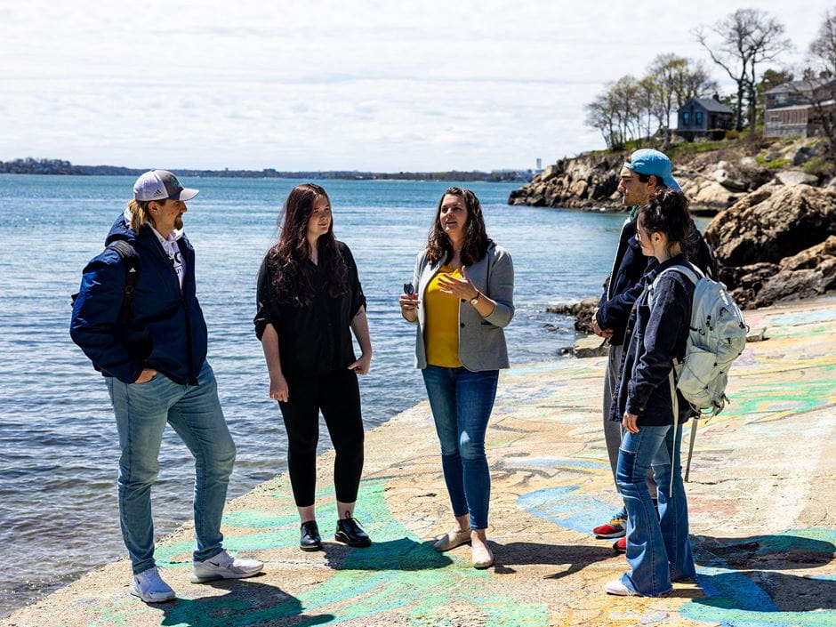 Elizabeth Matelski and class at Mingo Beach