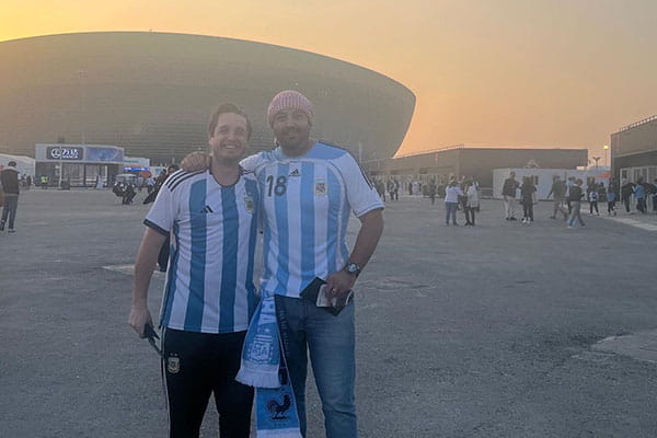 Shahab Afsharian ’06 and Juan Ibarra ’05 hadn’t seen each other since graduating from Endicott—then the World Cup in Qatar brought them together.  