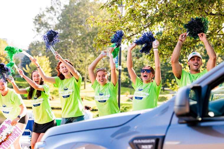 First-year students on Move-In Day 2024