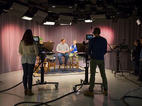 in studio shot of production of endicott tv show 