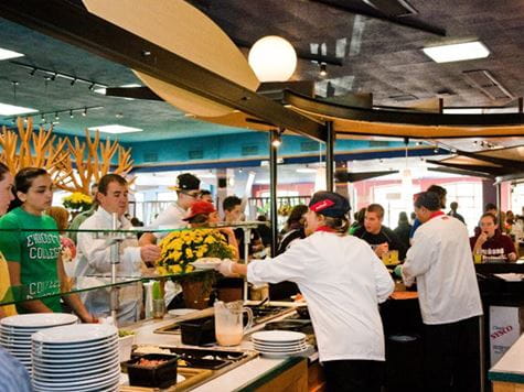 students getting food at on campus food court