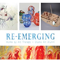 a poster for Re-emerging works by Art Therapy