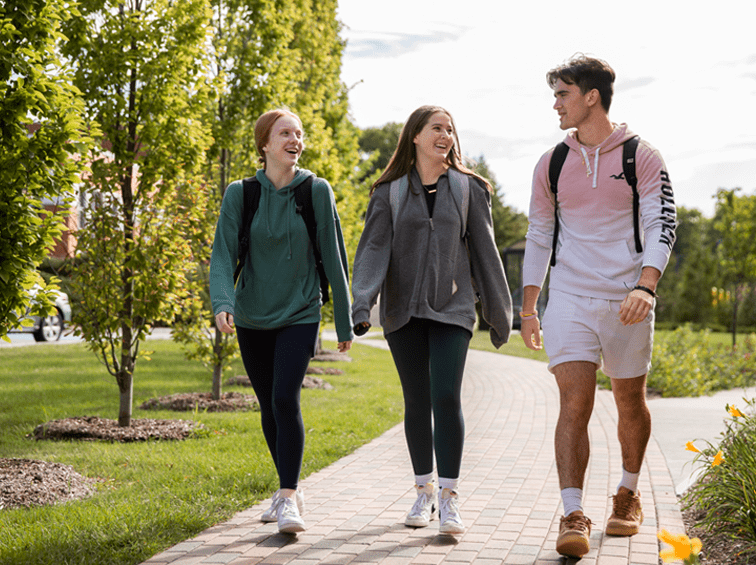 Students walking through campus