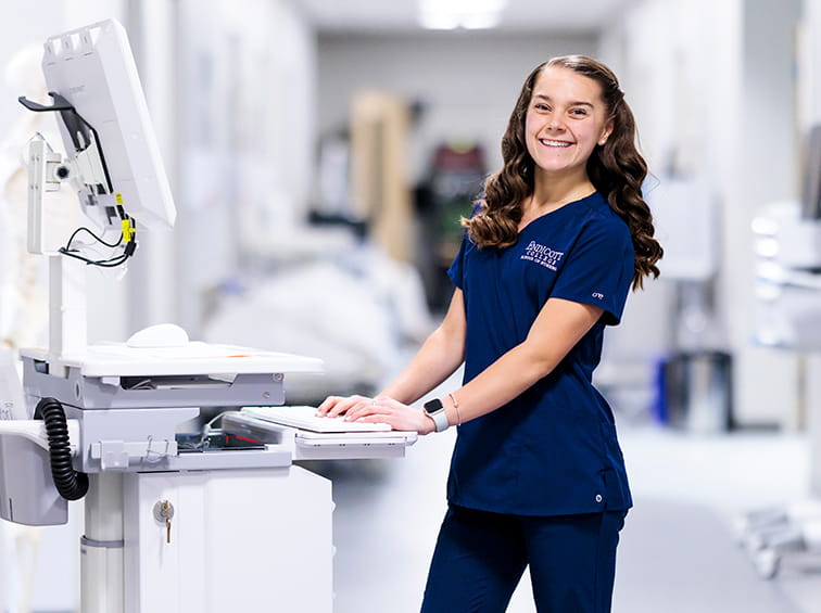 Student in the Nursing lab