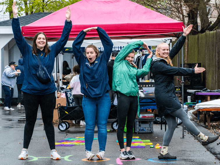 Students at community service