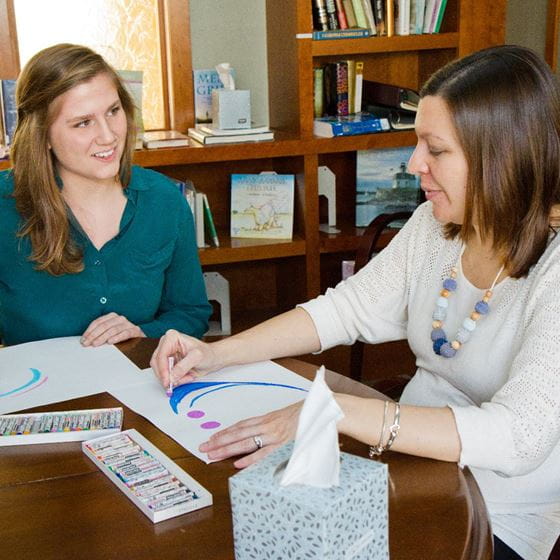 two students studying together